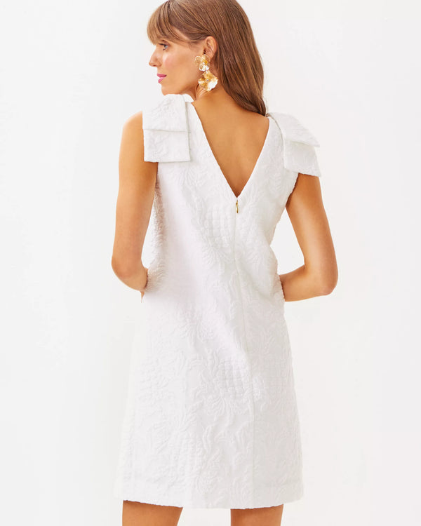 Lilly Pulitzer Carmine Stretch Shift Dress Resort White Pineapple Pucker Jacquard