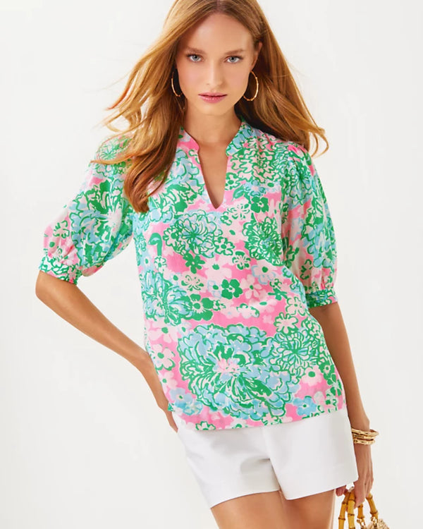 Lilly Pulitzer Brinelle Top Multi Plumes In Bloom