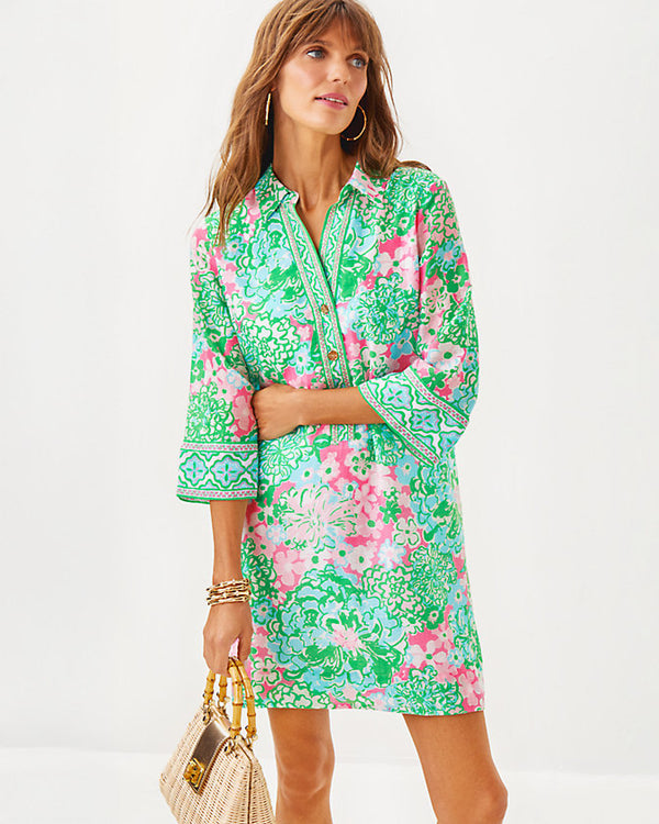 Lilly Pulitzer Daphnie Tunic Dress Multi Plumes In Bloom Engineered Woven Dress