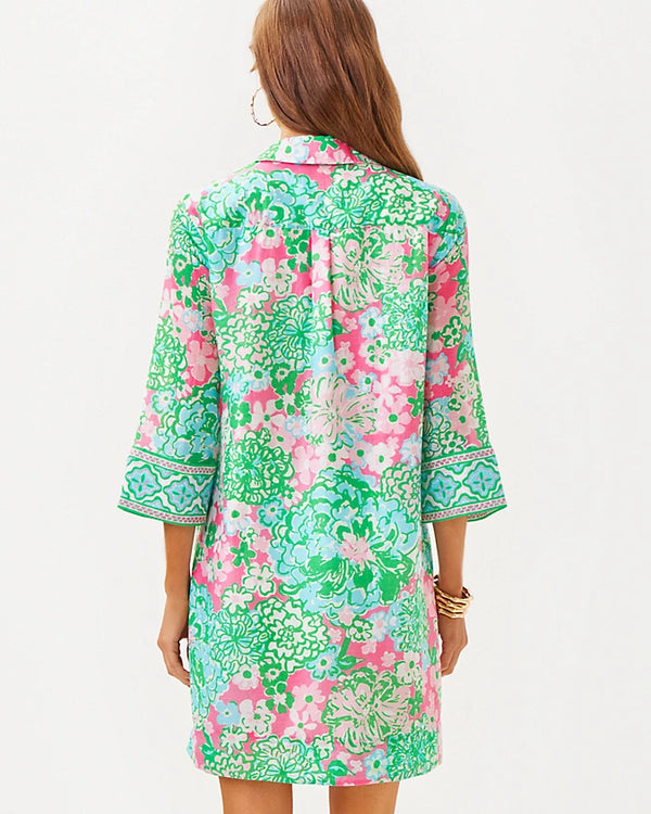 Lilly Pulitzer Daphnie Tunic Dress Multi Plumes In Bloom Engineered Woven Dress