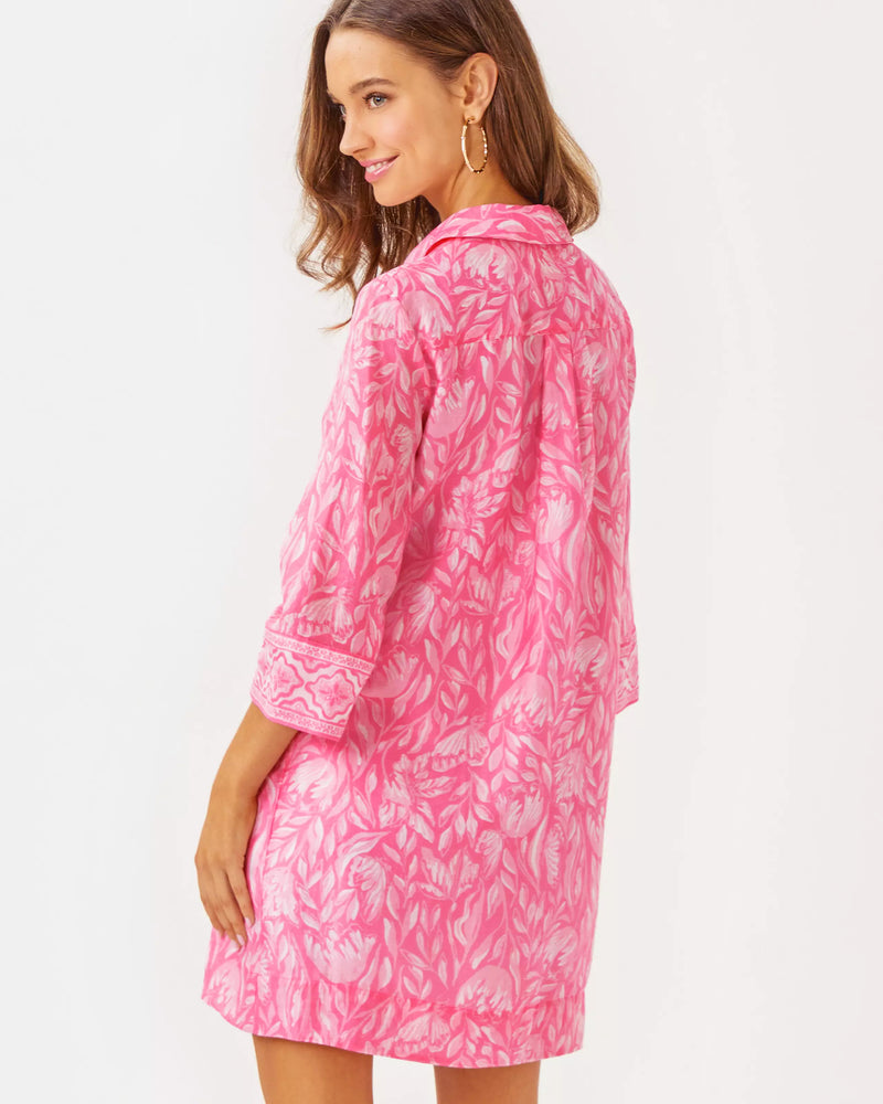 Lilly Pulitzer Daphnie Tunic Dress Rousseau Pink Tulip to Tango Engineered