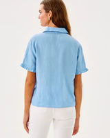 Lilly Pulitzer Carden Ruffle Top Jacaranda Blue