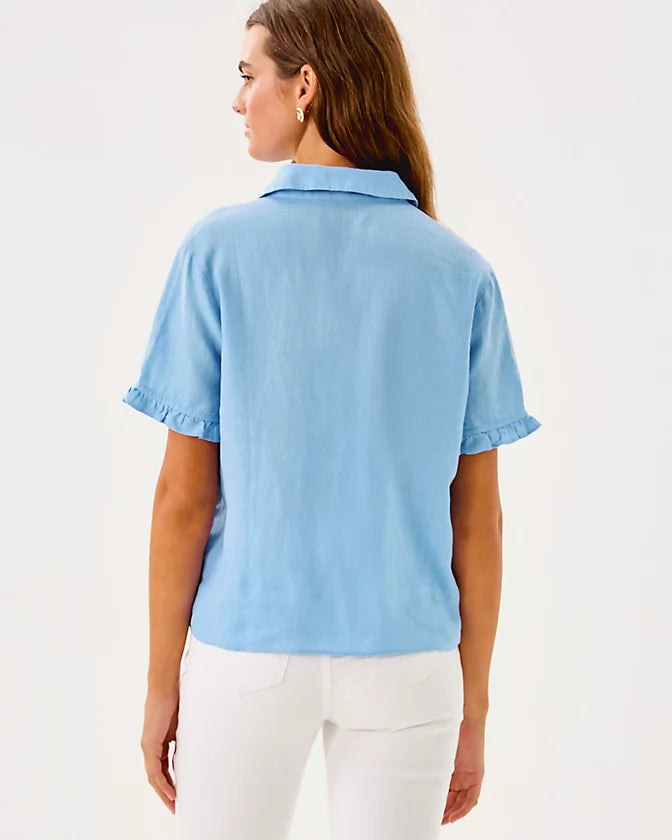 Lilly Pulitzer Carden Ruffle Top Jacaranda Blue