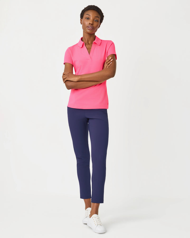 Lilly Pulitzer UPF 50+ Luxletic Frida Scallop Polo Top Cherry