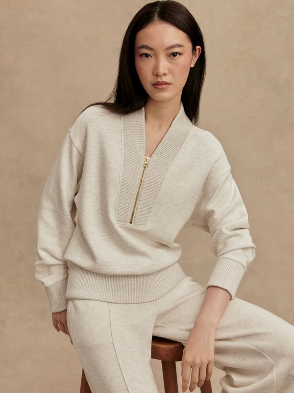 Varley Sally Half-Zip Sweatshirt Ivory Marl