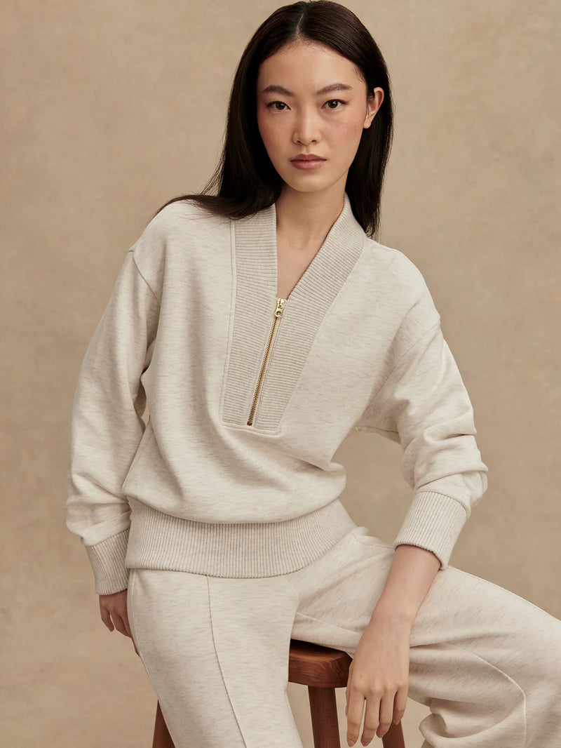 Varley Sally Half-Zip Sweatshirt Ivory Marl