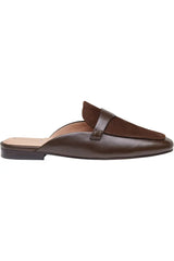 Johnston & Murphy Isabel Penny Loafer Mule in Chocolate Glove Leather