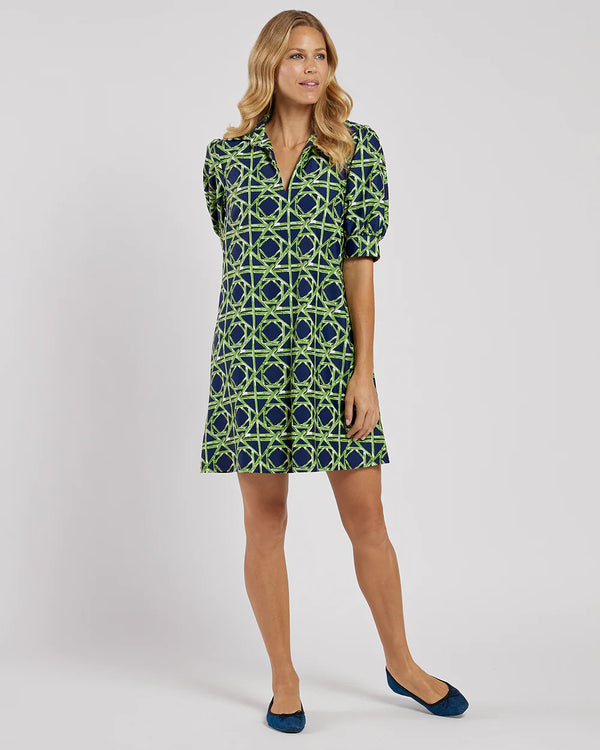 Jude Connally Emerson Dress Bamboo Rattan Navy