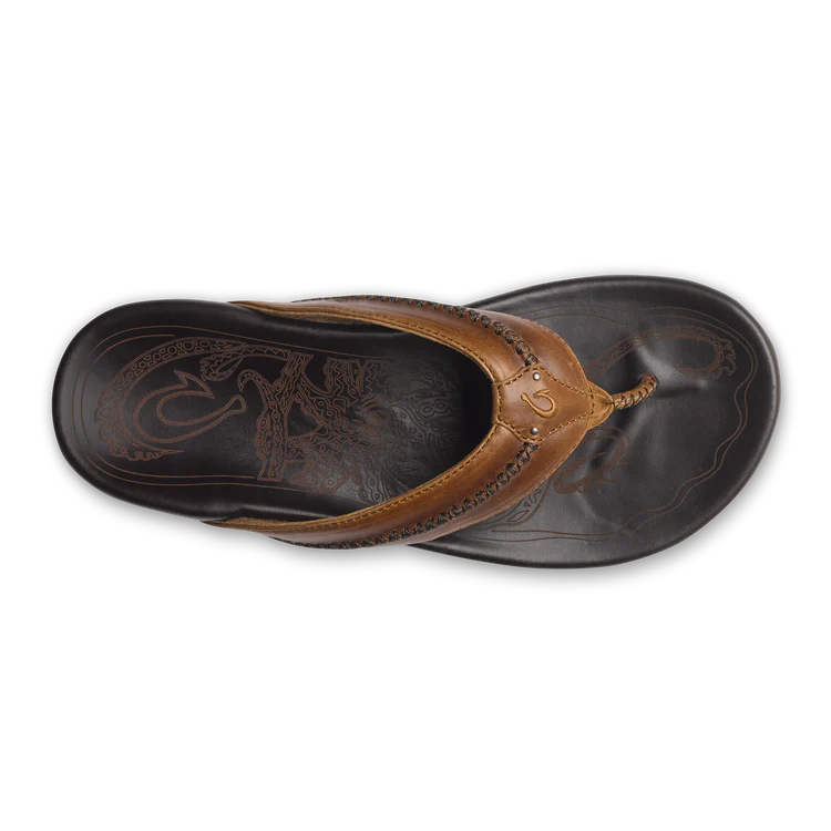 Olukai Mea Ola Men's Sandals in Tan/Dark Java
