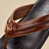 Olukai Mea Ola Men's Sandals in Tan/Dark Java