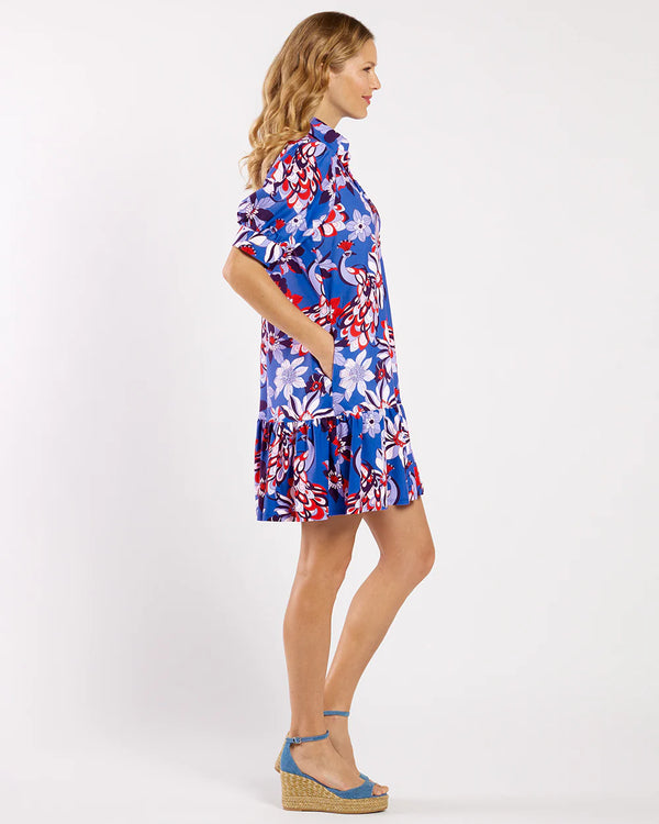 Jude Connally Tierney Dress Jude Cloth Twirling Peacock Cobalt