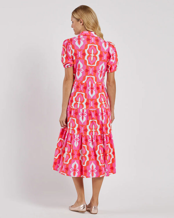 Jude Connally Portia Dress Gilded Jude Cloth Butterfly Tile Sorbet