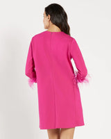 Jude Connally Franca Dress Jude Ponte Pink Sapphire Feathers