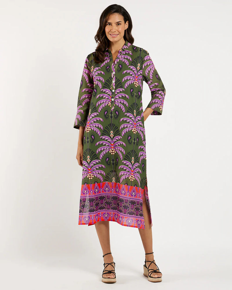 Jude Connally Kallan Cotton Volie Dress Decorative Frond Loden
