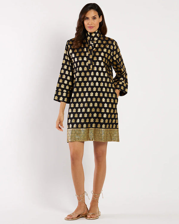 Jude Connally Helen Dress Cotton Voile Black/Gold