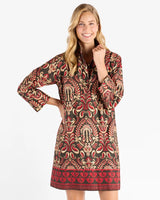 Jude Connally Helen Dress Cotton Voile Ornate Topiary Expresso Gold