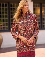 Jude Connally Helen Dress Cotton Voile Ornate Topiary Expresso Gold