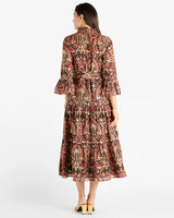 Jude Connally Roxie Dress Cotton Voile Ornate Topiary Expresso Gold