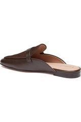 Johnston & Murphy Isabel Penny Loafer Mule in Chocolate Glove Leather