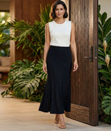 Karen Kane Pull On Maxi Flare Skirt Black