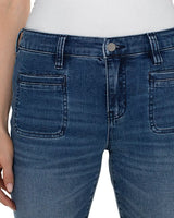 Liverpool Hannah Crop Flare with Front Pockets Greenbrier