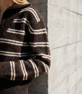 Karen Kane Stripe Half-Zip Sweater Chocolate with Cream