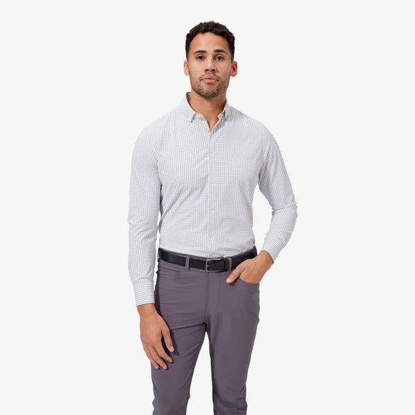 Mizzen+Main Leeward Dress Shirt in White Navy Mini Grid