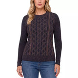 Liverpool Twist Cable Knit Pullover Sweater Navy Brown