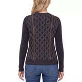 Liverpool Twist Cable Knit Pullover Sweater Navy Brown