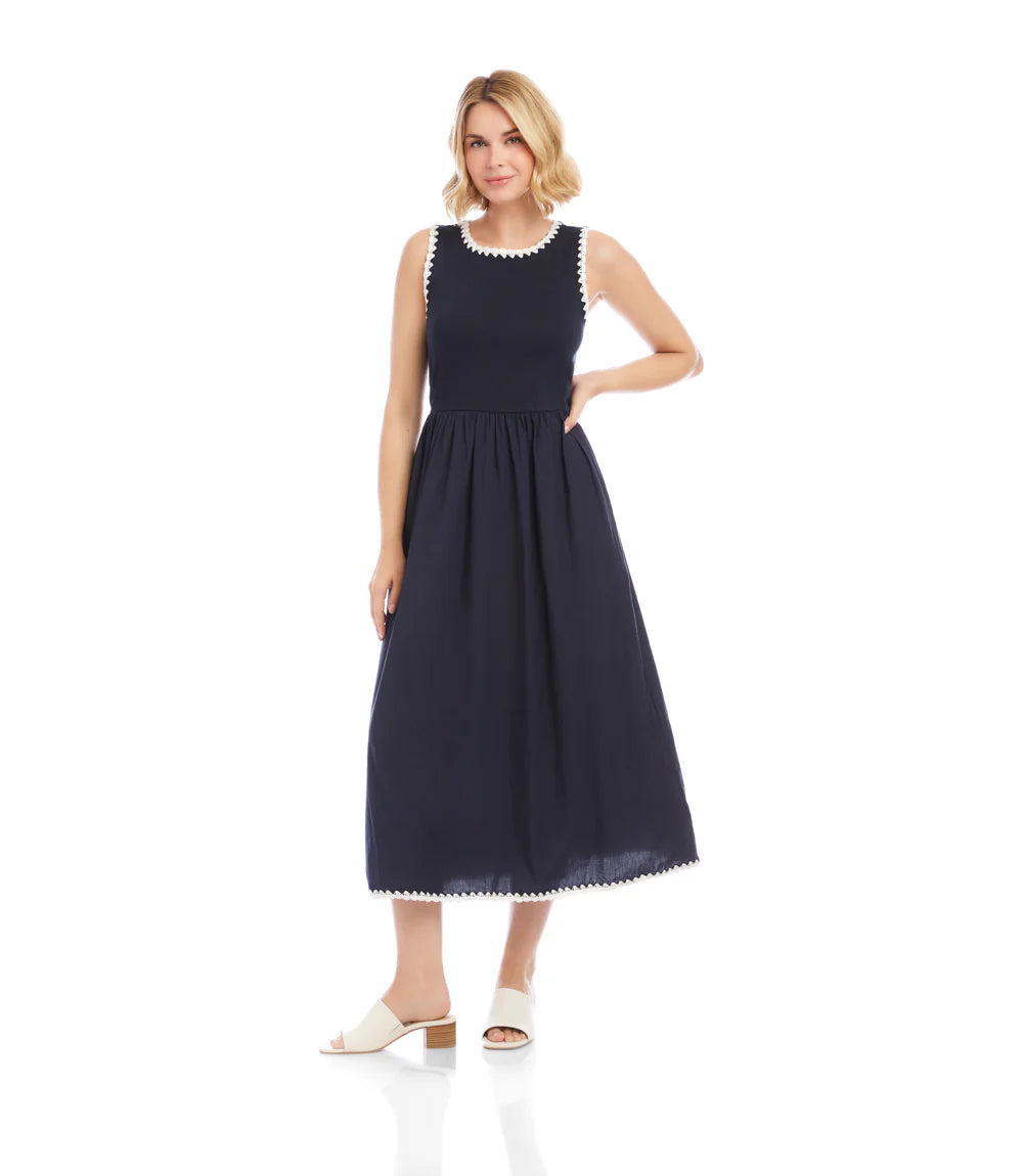 karen kane midi dress Karen Kane Sleeveless Edge Stitch Contrast Midi Dress Navy M / Navy