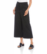 Karen Kane Stripe Cropped Wide Leg Pant Black