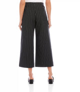 Karen Kane Stripe Cropped Wide Leg Pant Black