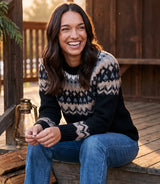 Karen Kane Jacquard Crewneck Sweater Black