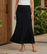 Karen Kane Pull On Maxi Flare Skirt Black