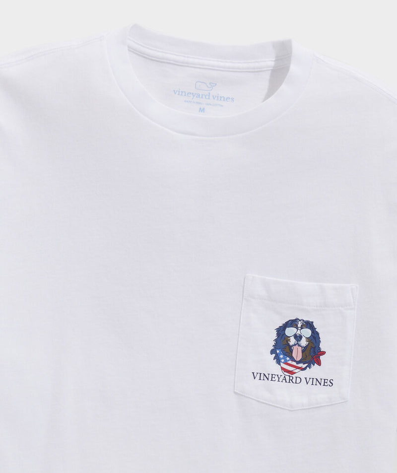 Vineyard Vines USA Flag Mountain Dog Short-Sleeve Pocket Tee in White Cap