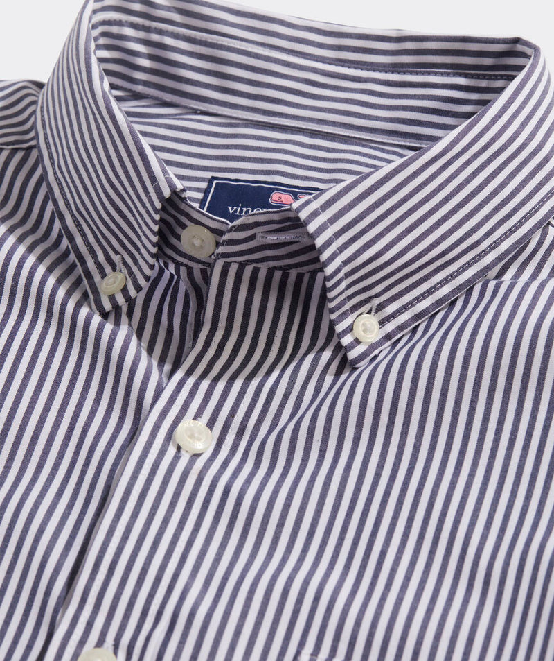 Vineyard Vines Stretch Poplin Stripe Shirt in Stiped Nautical Navy