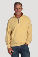 True Grit Cashmere Heather Fleece 1/4 Zip Raglan pullover in Yellow