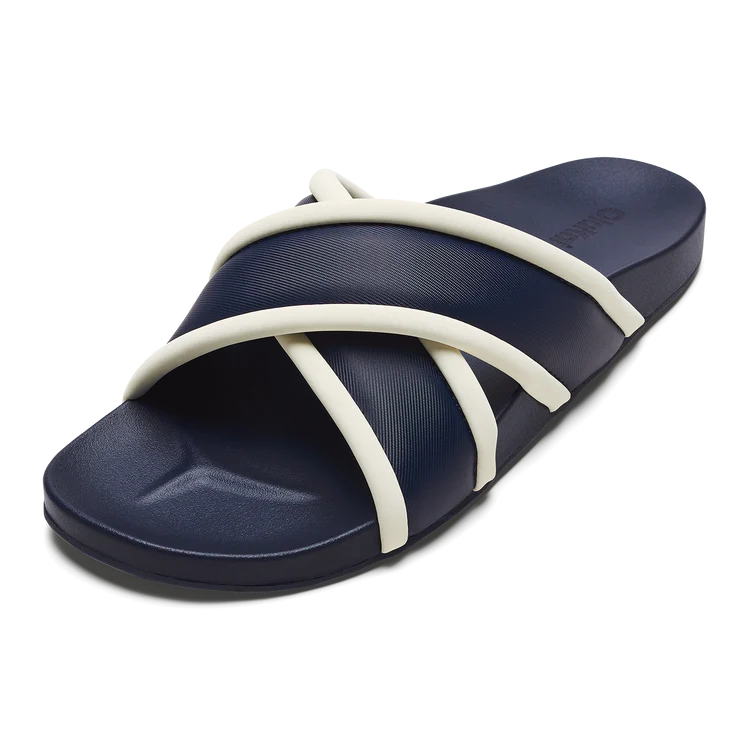 OluKai Ani Slide Sandal Mood Indigo/White Sand