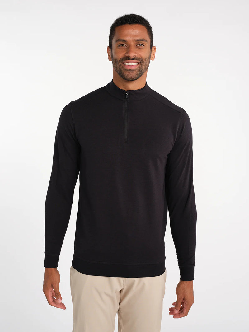 Tasc Cloud French Terry Quarter Zip in Black