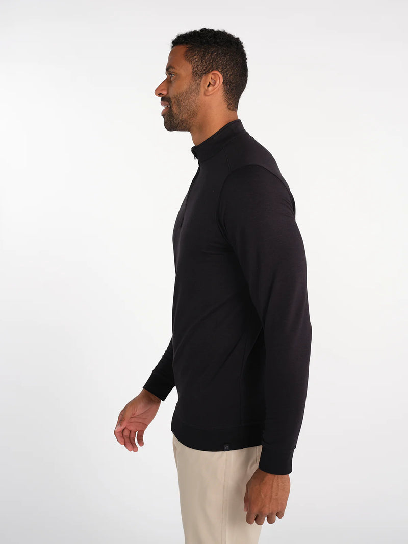 Tasc Cloud French Terry Quarter Zip in Black