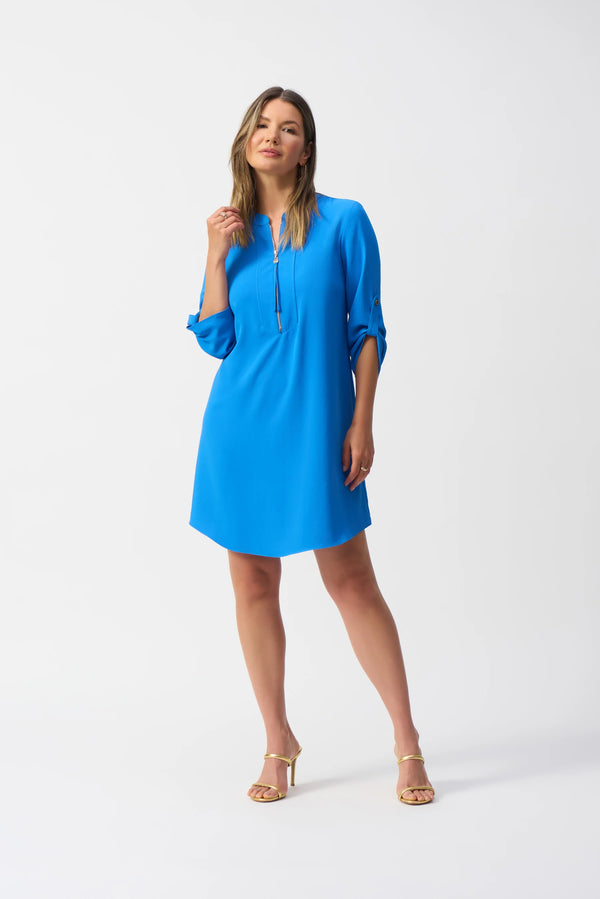 Joseph Ribkoff Zip Front Dress 232201 Coastal Blue