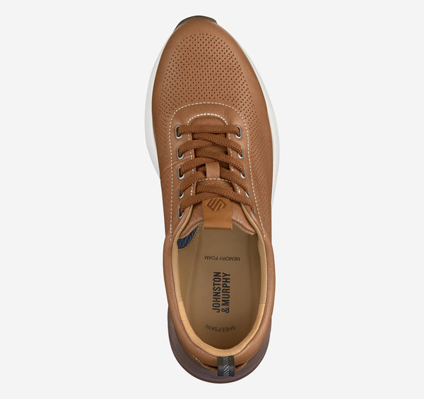 Jonston & Murphy Kinnon Perfed Jogger in Tan Full Grain