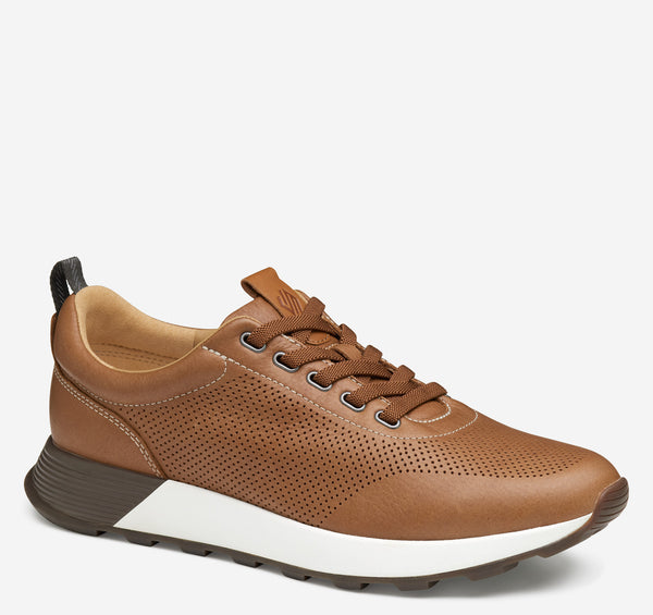 Jonston & Murphy Kinnon Perfed Jogger in Tan Full Grain