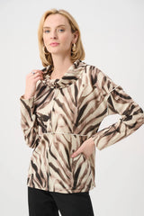 Joseph Ribkoff Animal Print Boxy Tunic Style 263208 Beige/Multi