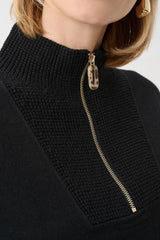 Joseph Ribkoff Ribbed Trim Half-Zip Pullover 263937 Black