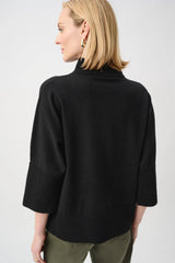Joseph Ribkoff Ribbed Trim Half-Zip Pullover 263937 Black