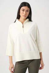 Joseph Ribkoff Ribbed Trim Half-Zip Pullover 263937 Winter White