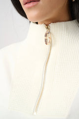 Joseph Ribkoff Ribbed Trim Half-Zip Pullover 263937 Winter White