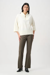 Joseph Ribkoff Ribbed Trim Half-Zip Pullover 263937 Winter White