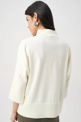 Joseph Ribkoff Ribbed Trim Half-Zip Pullover 263937 Winter White